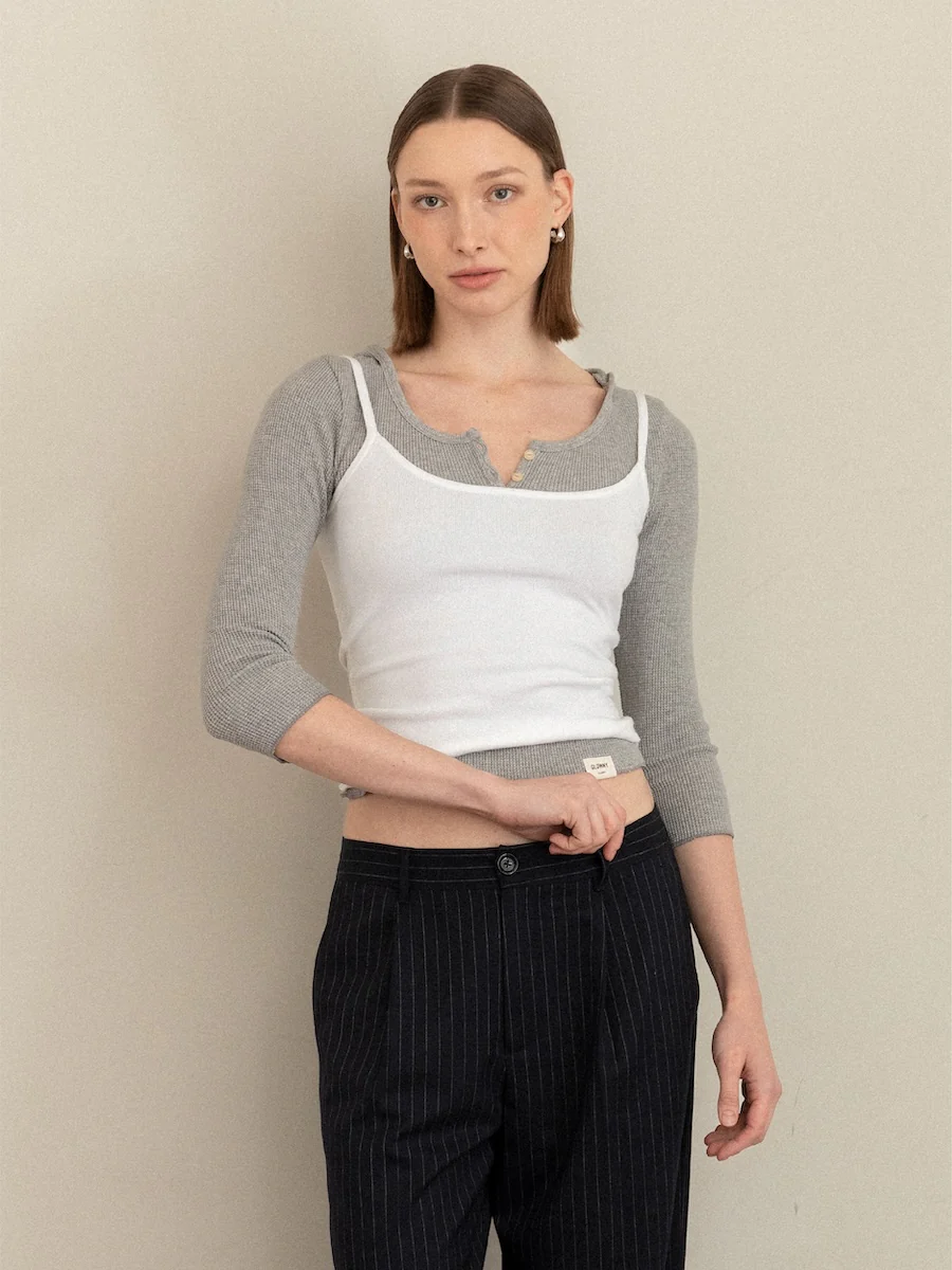3/4 G WAFFLE BUTTON FLY TEE - Image 9
