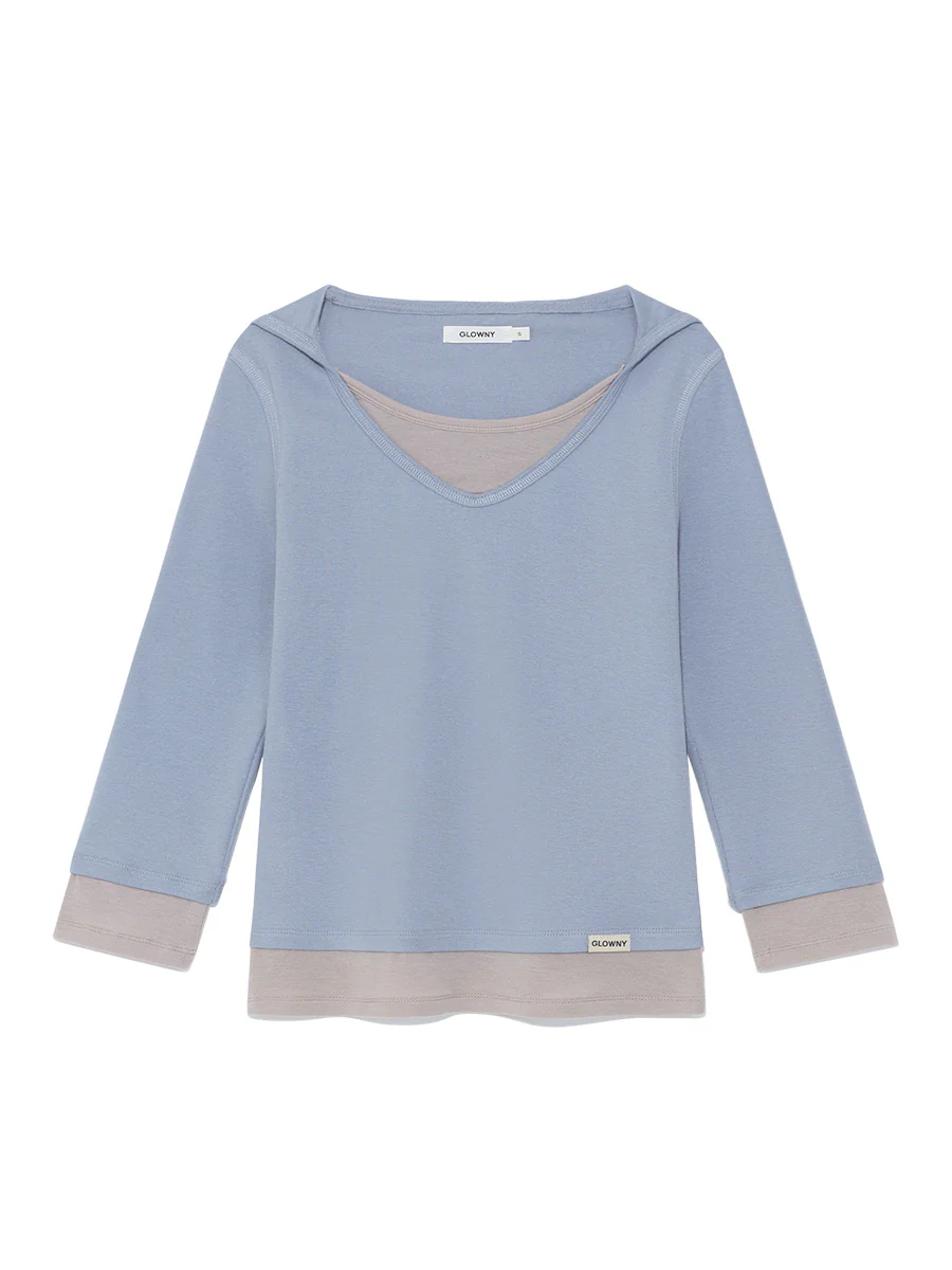 3/4 LAYERED CONTRAST HOODIE - Image 4