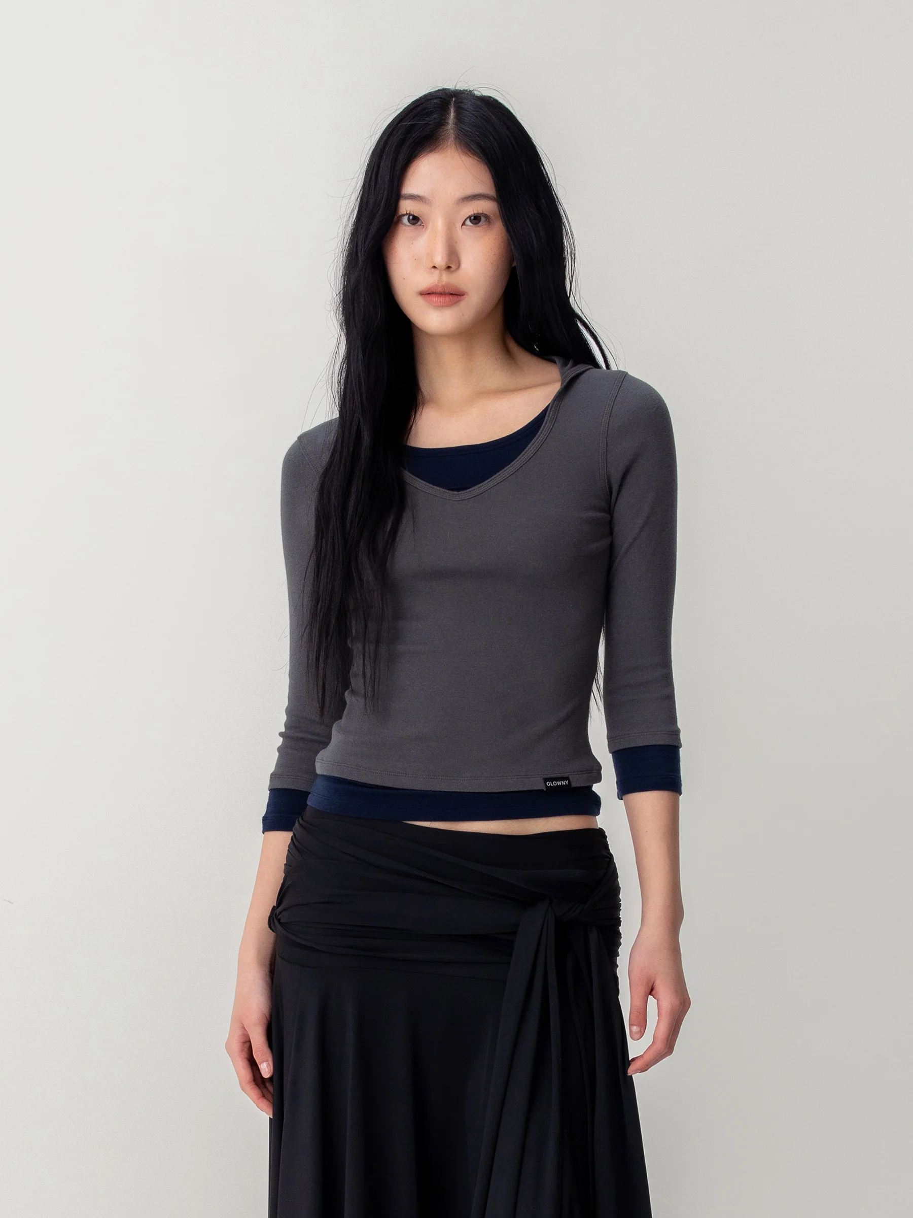 3/4 LAYERED CONTRAST HOODIE - Image 9