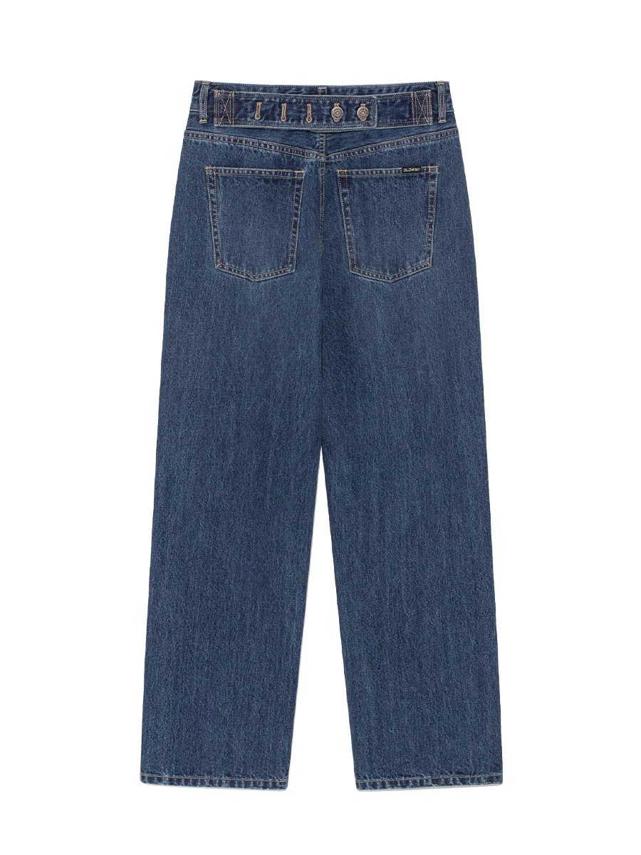CINCH BACK ROLL-UP JEANS (BLUE)