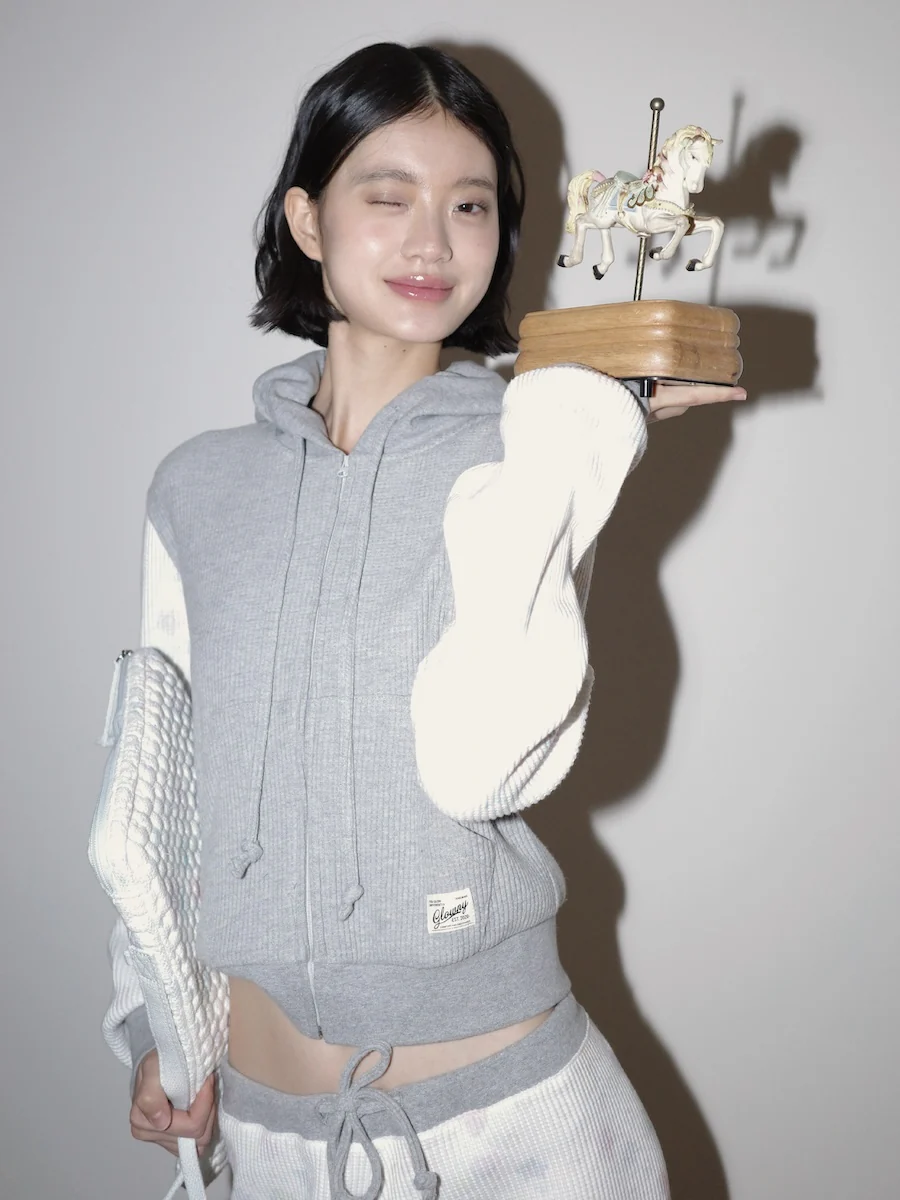 CONTRAST DREAMY WAFFLE HOODIE - Image 6