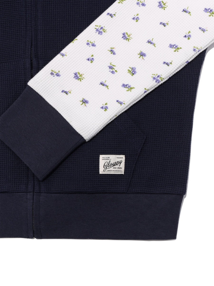 CONTRAST FLORAL WAFFLE HOODIE - Image 4