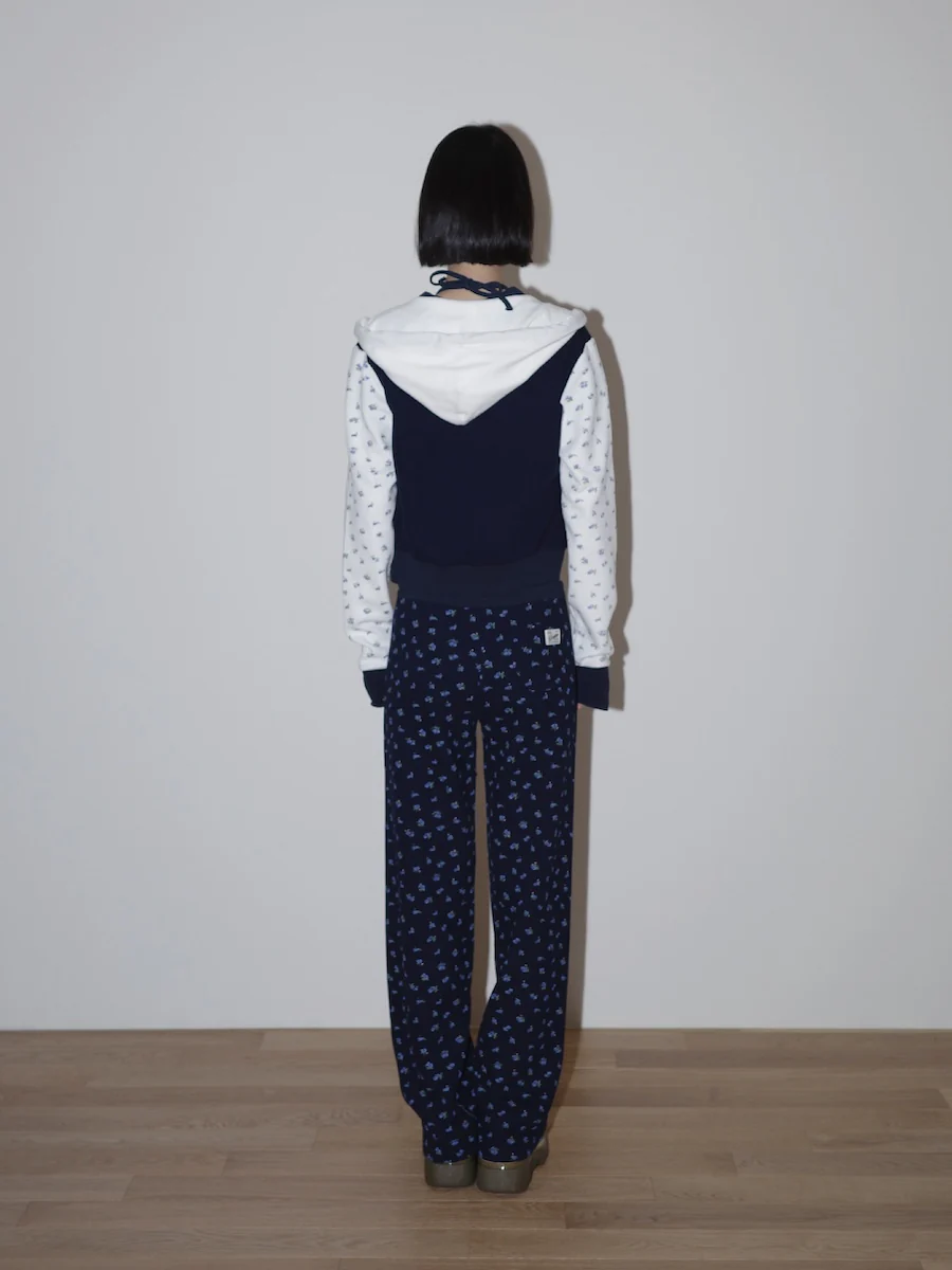 CONTRAST FLORAL WAFFLE PANTS - Image 5