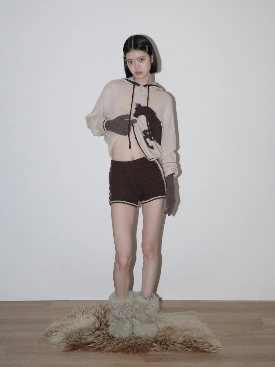 CROSS-STITCH KNIT SHORTS - Image 4