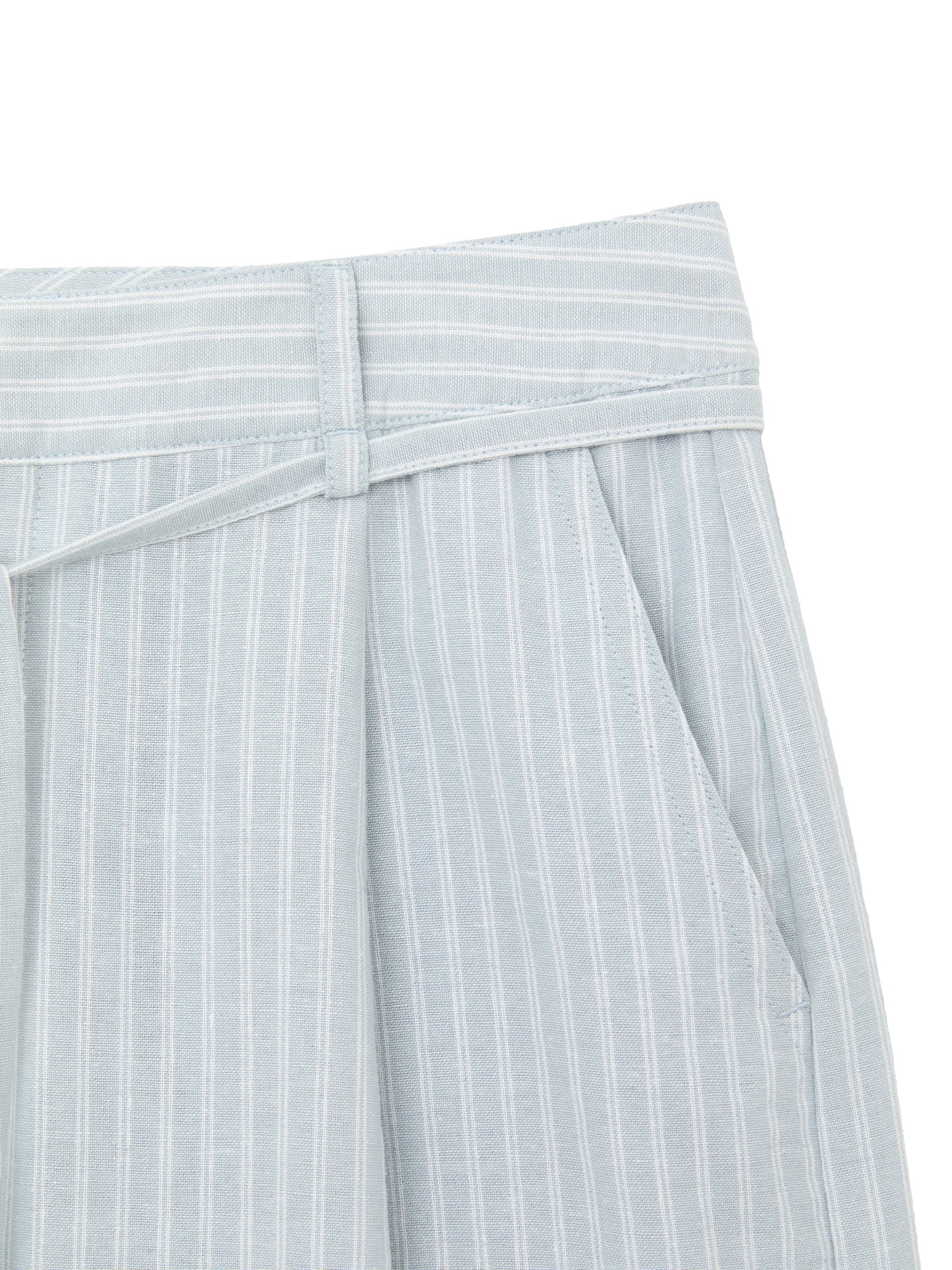 G BELTED LINEN WIDE PANTS - Image 7