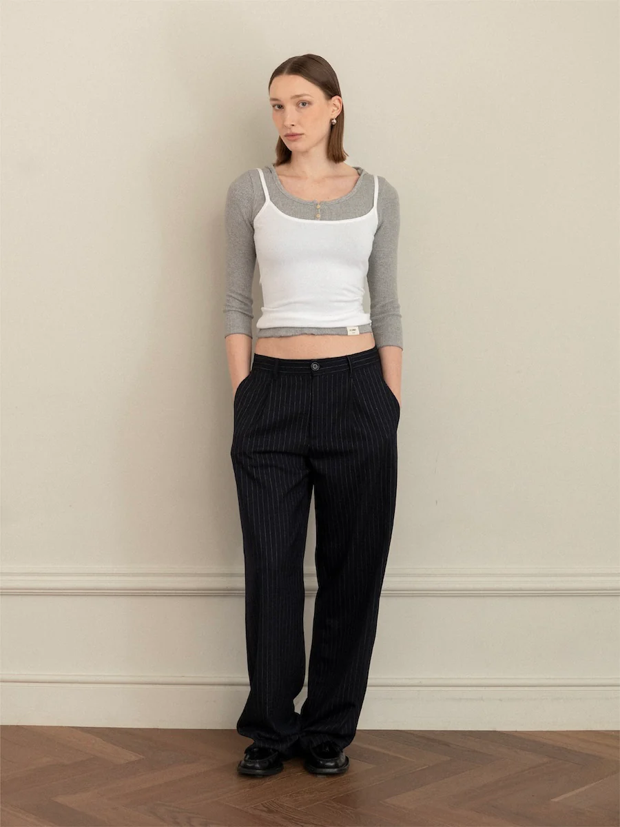 G GENTLE WIDE LEG PINSTRIPE PANTS - Image 6