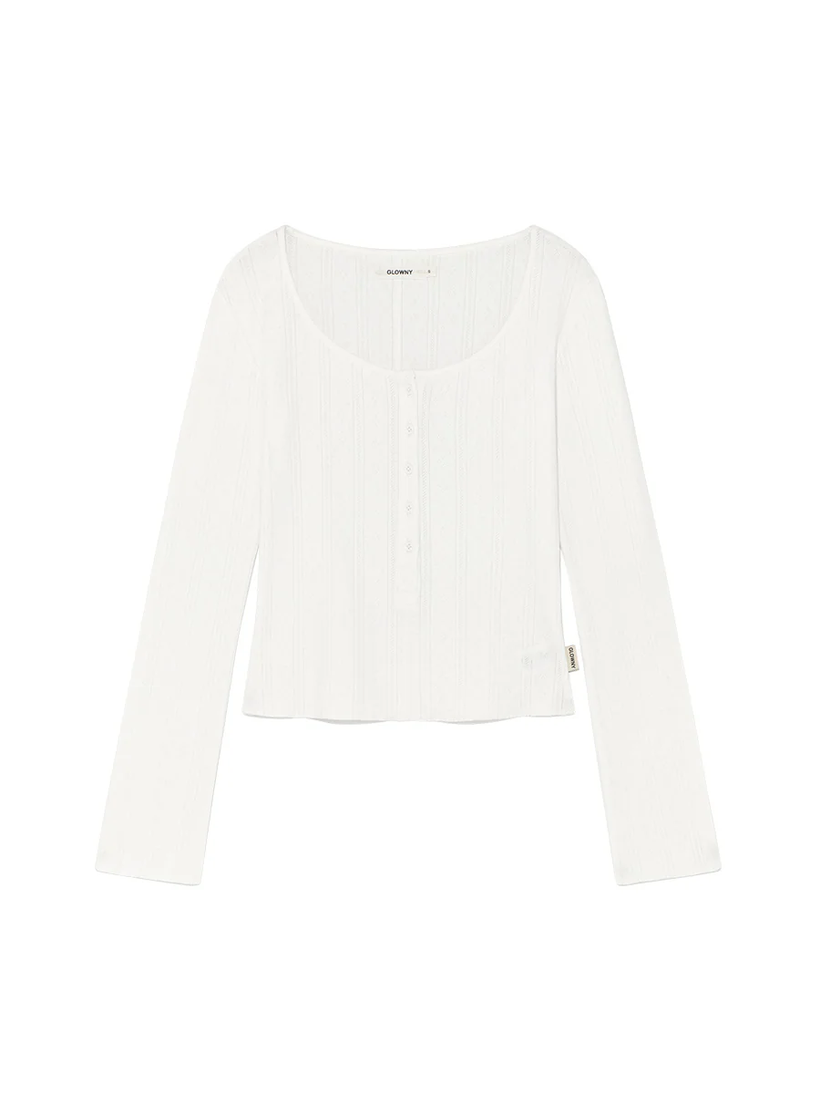 HONEY EYELET BUTTON LONG SLEEVE