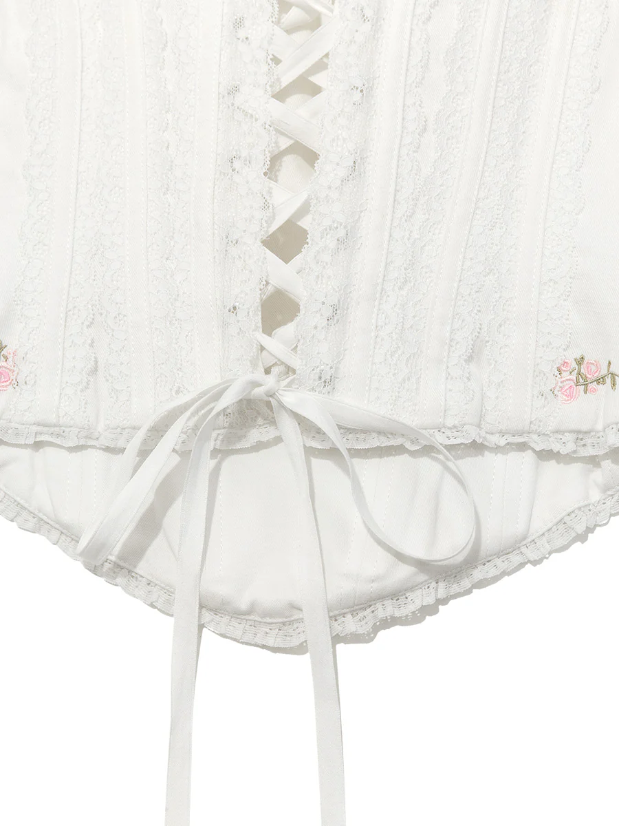 LACE ROSE CORSET TOP (WHITE) - Image 4