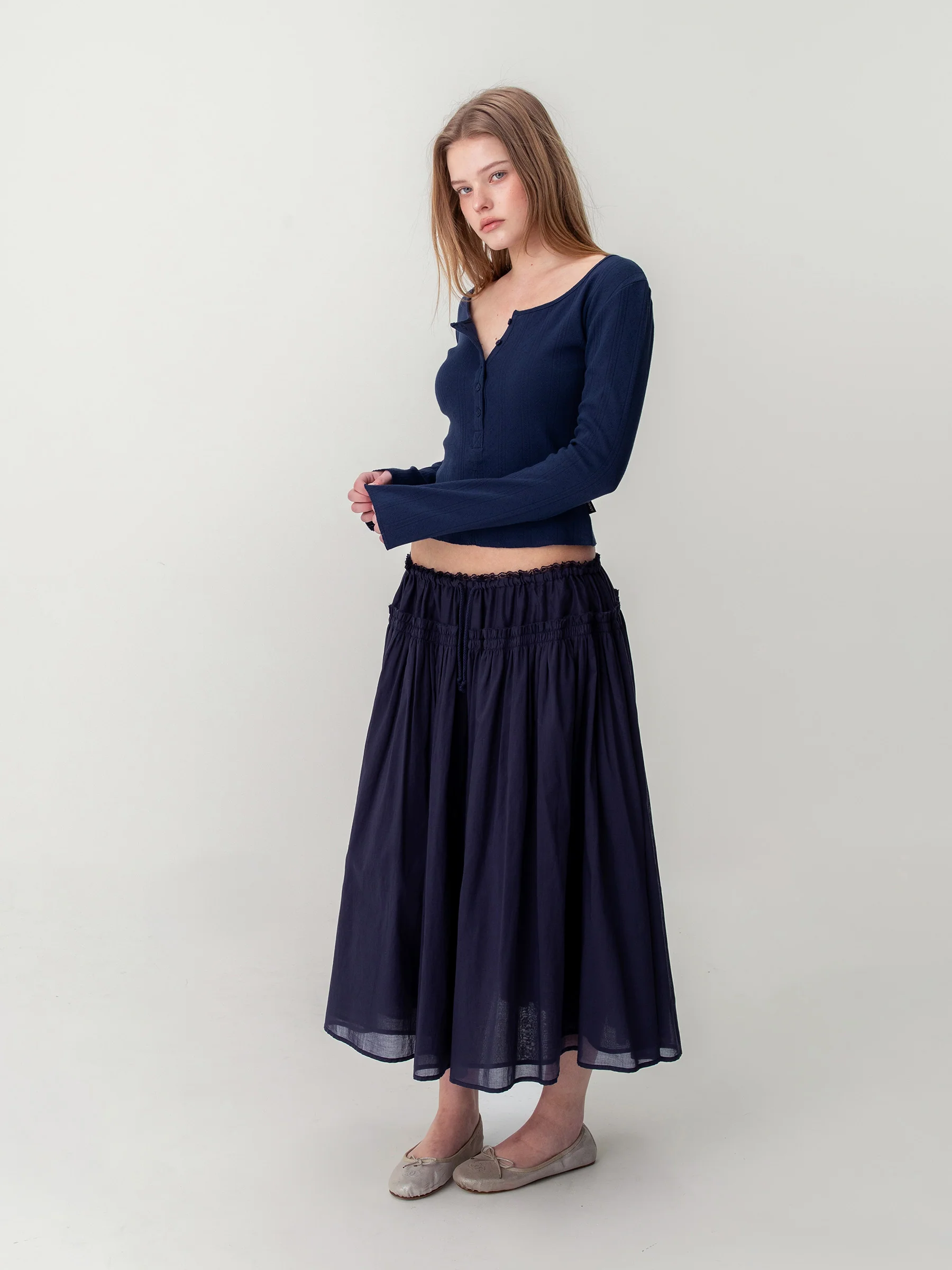 LACE STRING GATHERED LONG SKIRT - Image 10
