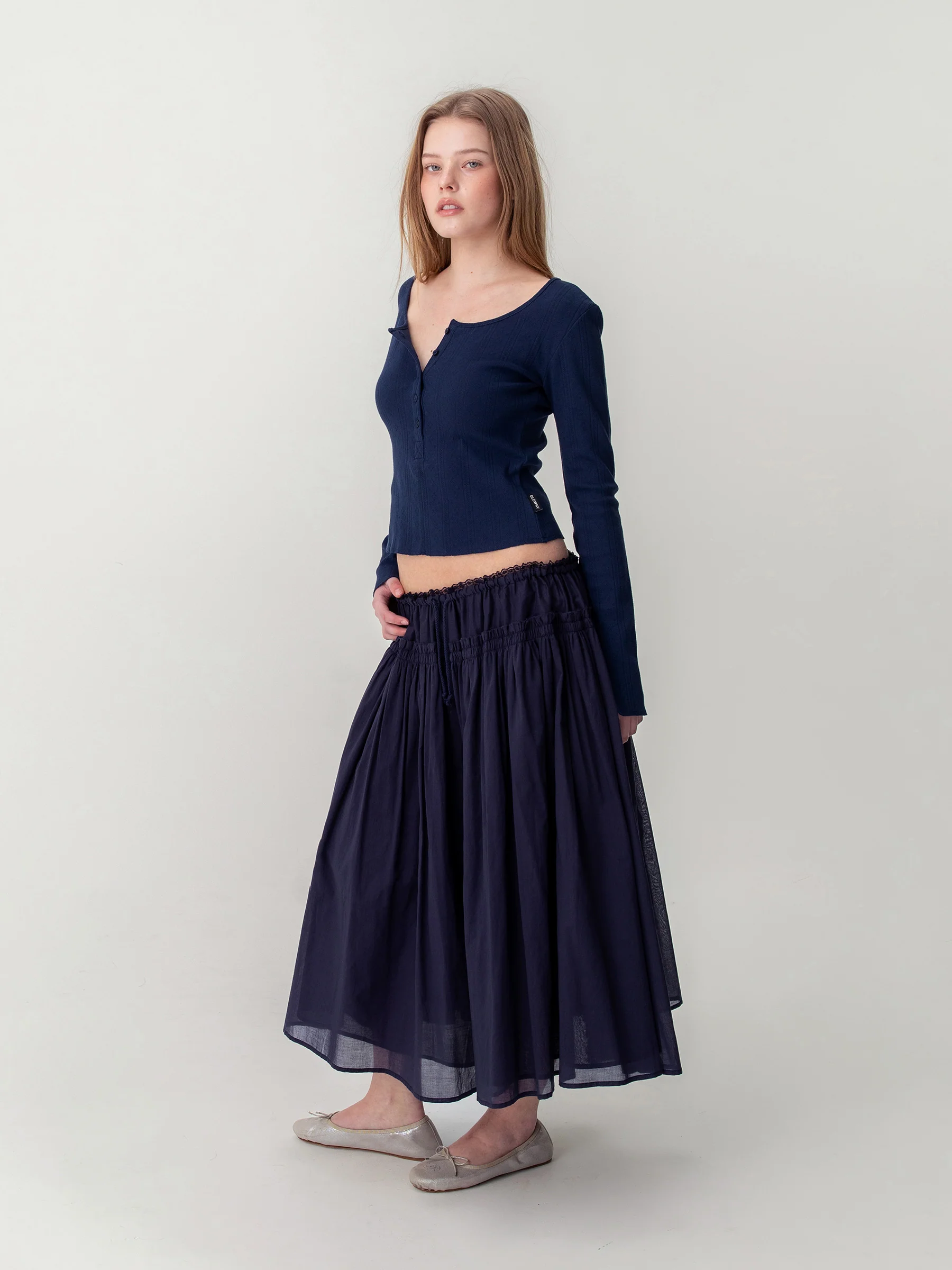 LACE STRING GATHERED LONG SKIRT - Image 9