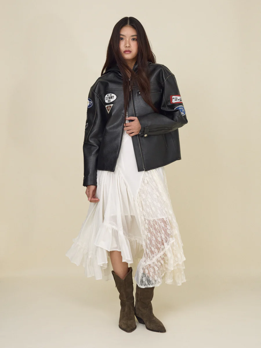 RACER HOODED LEATHER JACKET - Image 4