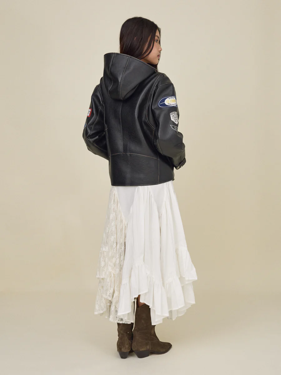 RACER HOODED LEATHER JACKET - Image 5