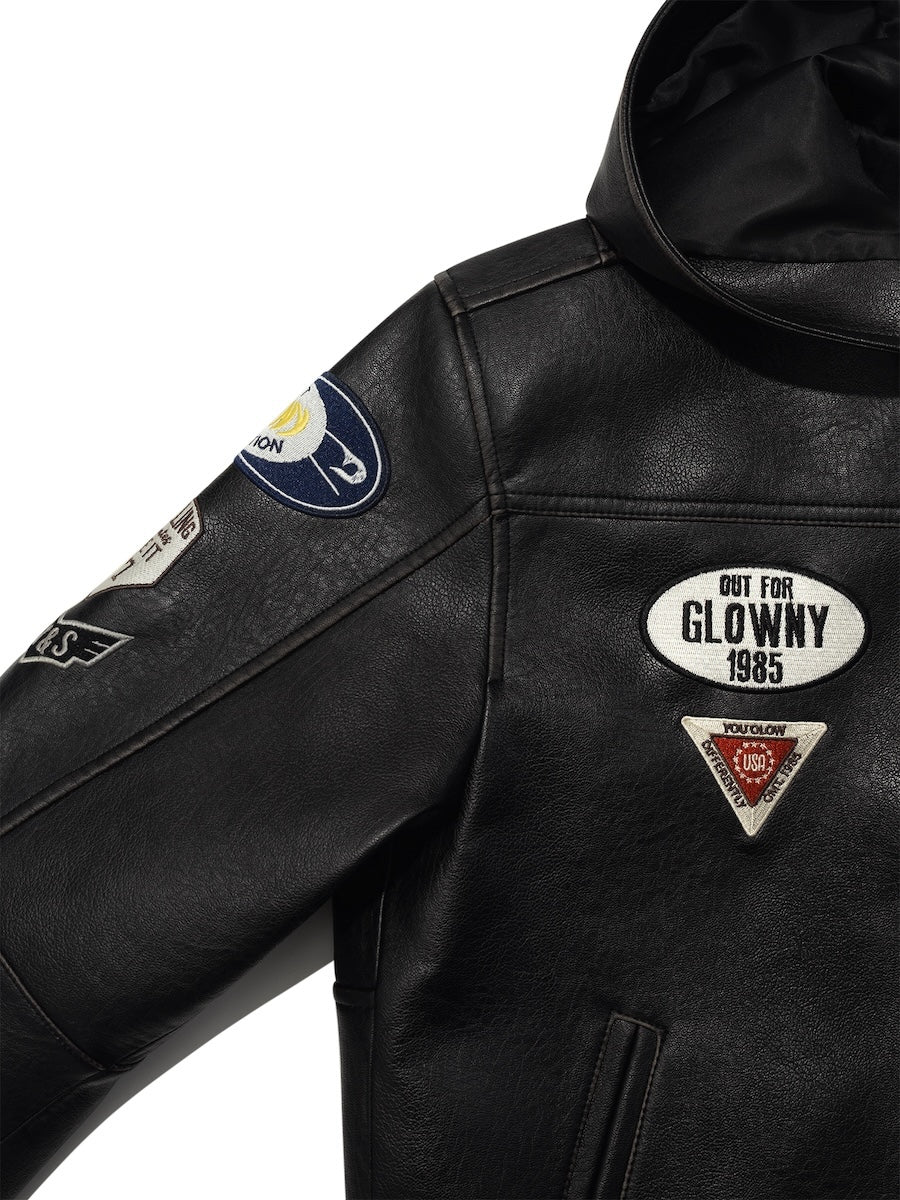 RACER HOODED LEATHER JACKET - Image 6